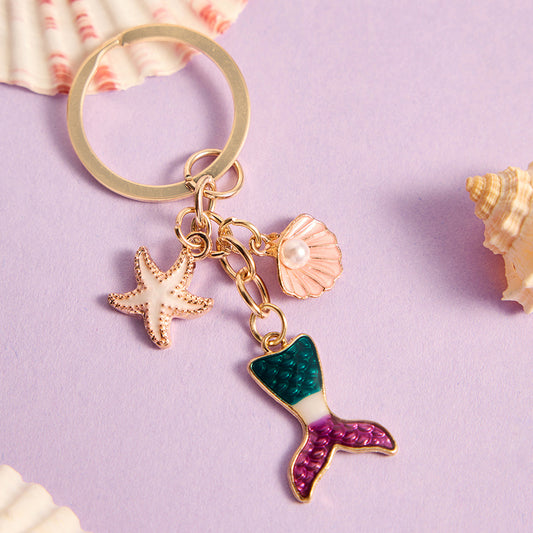 Gold Plated Mermaid Multi Colour Keychain