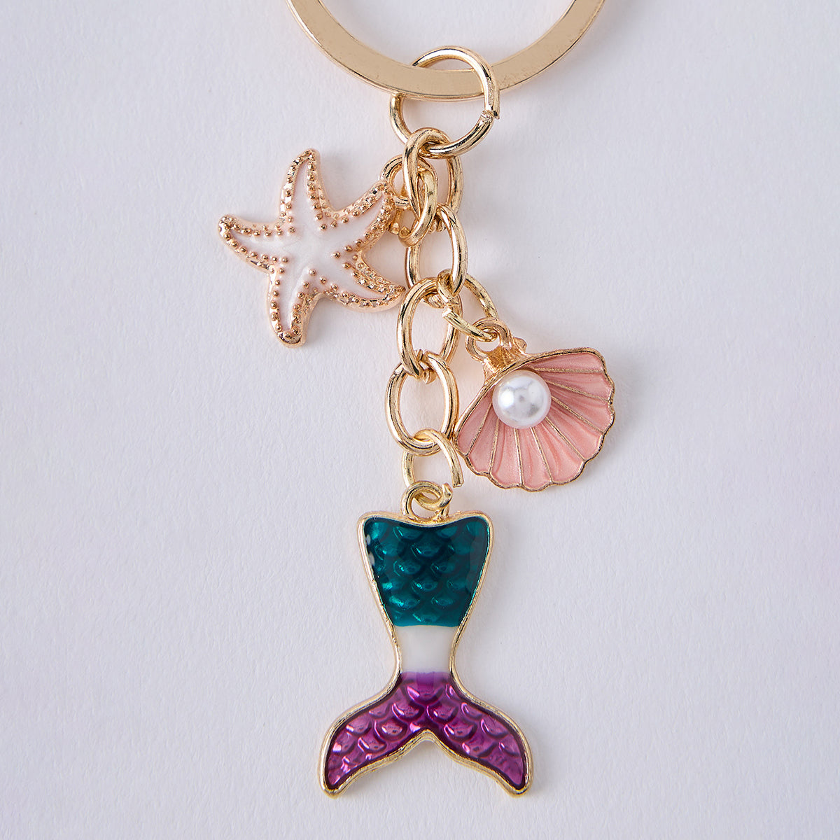 Gold Plated Mermaid Multi Colour Keychain