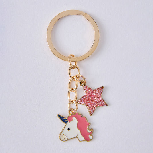 Gold Plated Unicorn and Star Keychain