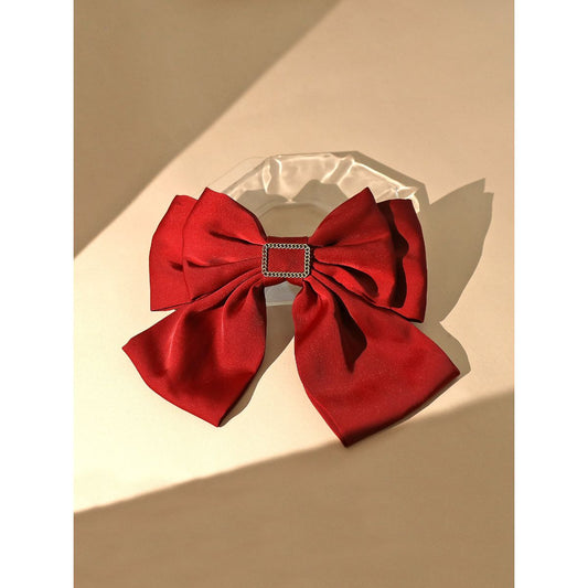 Solid Red Bow Hair Clip