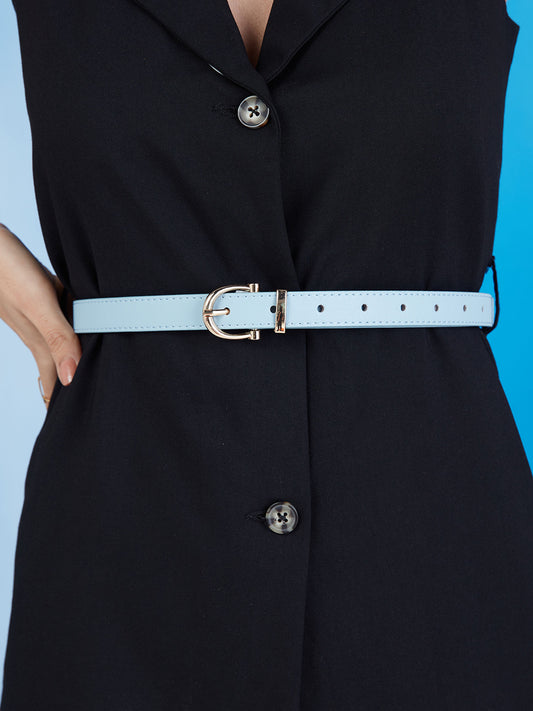 Classy Light Blue and Gold Solid Belt