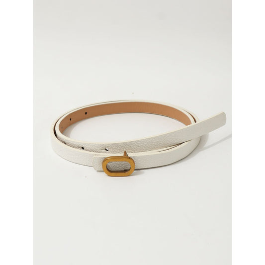 White Faux Leather Golden Pin Buckle Belt