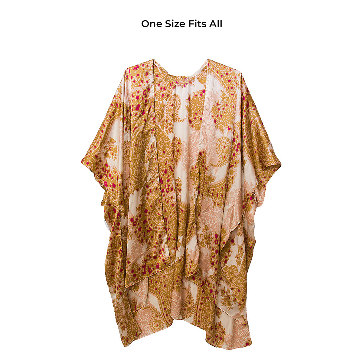 Yellow Printed Satin Slip On Cover Up