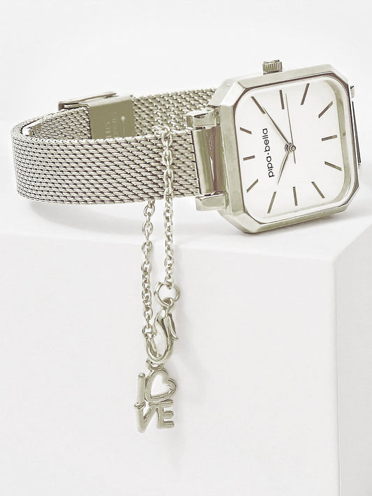 Silver-Plated Love Watch Charm