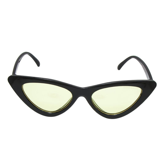 Chic Black Cat Eye Sunglasses with Yellow Lens