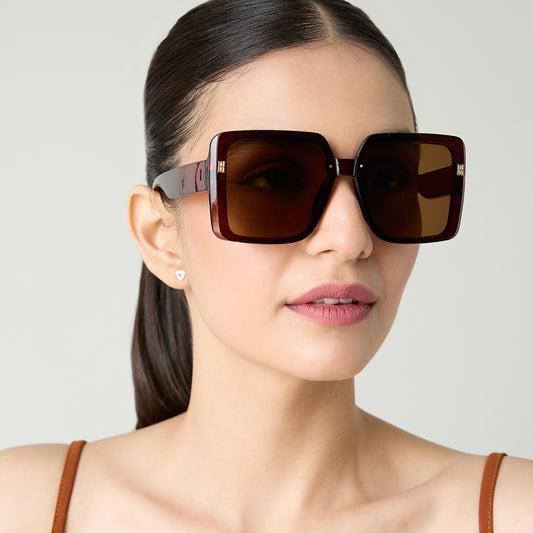 Edgy Brown Square Shaped Sunglasses