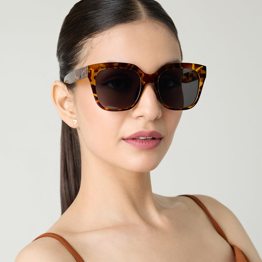 Chic Animal Print Brown Wayfarer Sunglasses