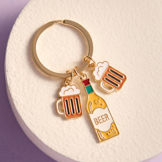 Gold Plated Beer Lover Keychain