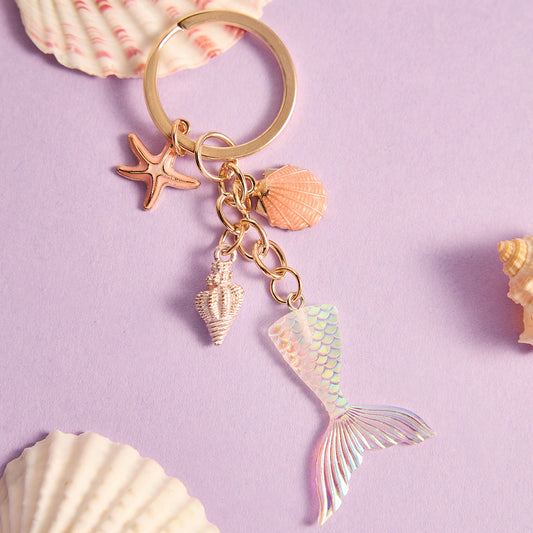 Gold Plated Pink Mermaid Keychain
