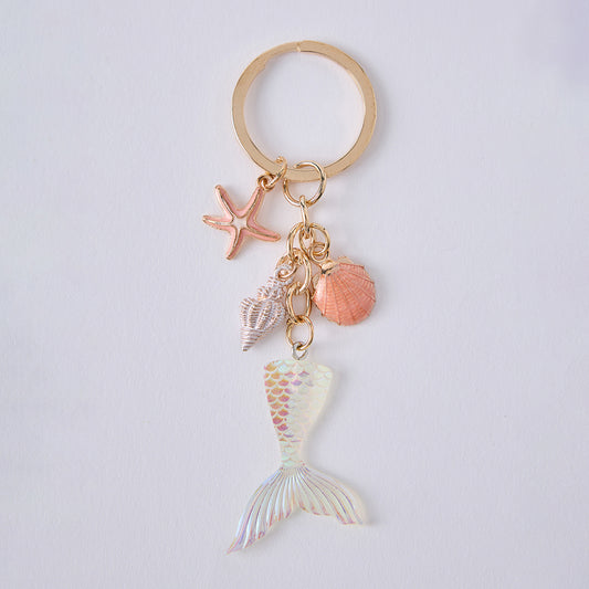 Gold Plated Pink Mermaid Keychain