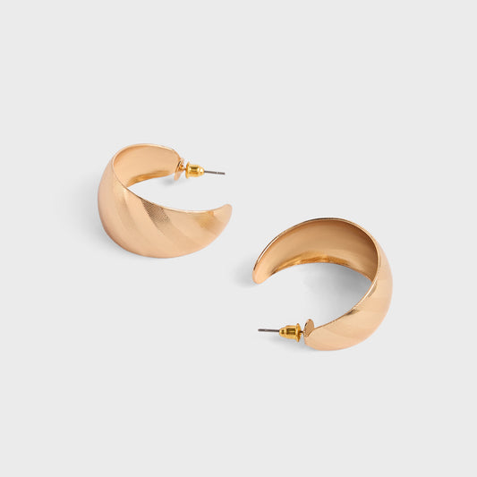 Gold Stripe Textured Hoop Earrings