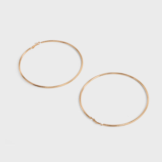 Gold Round Oversized Hoop Earrings