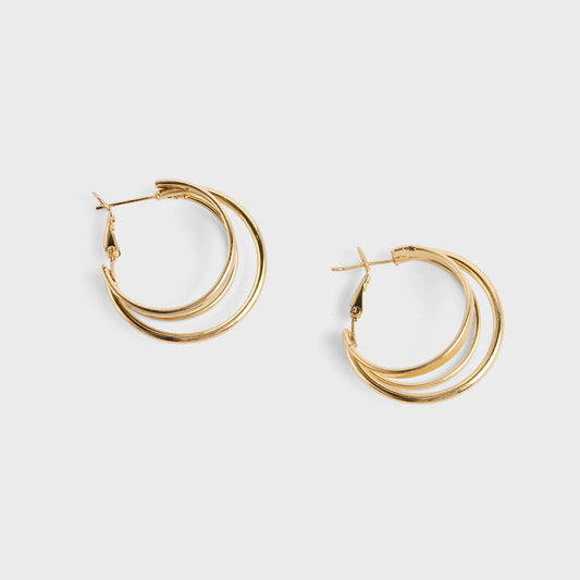 Gold Triple Layered Hoop Earrings