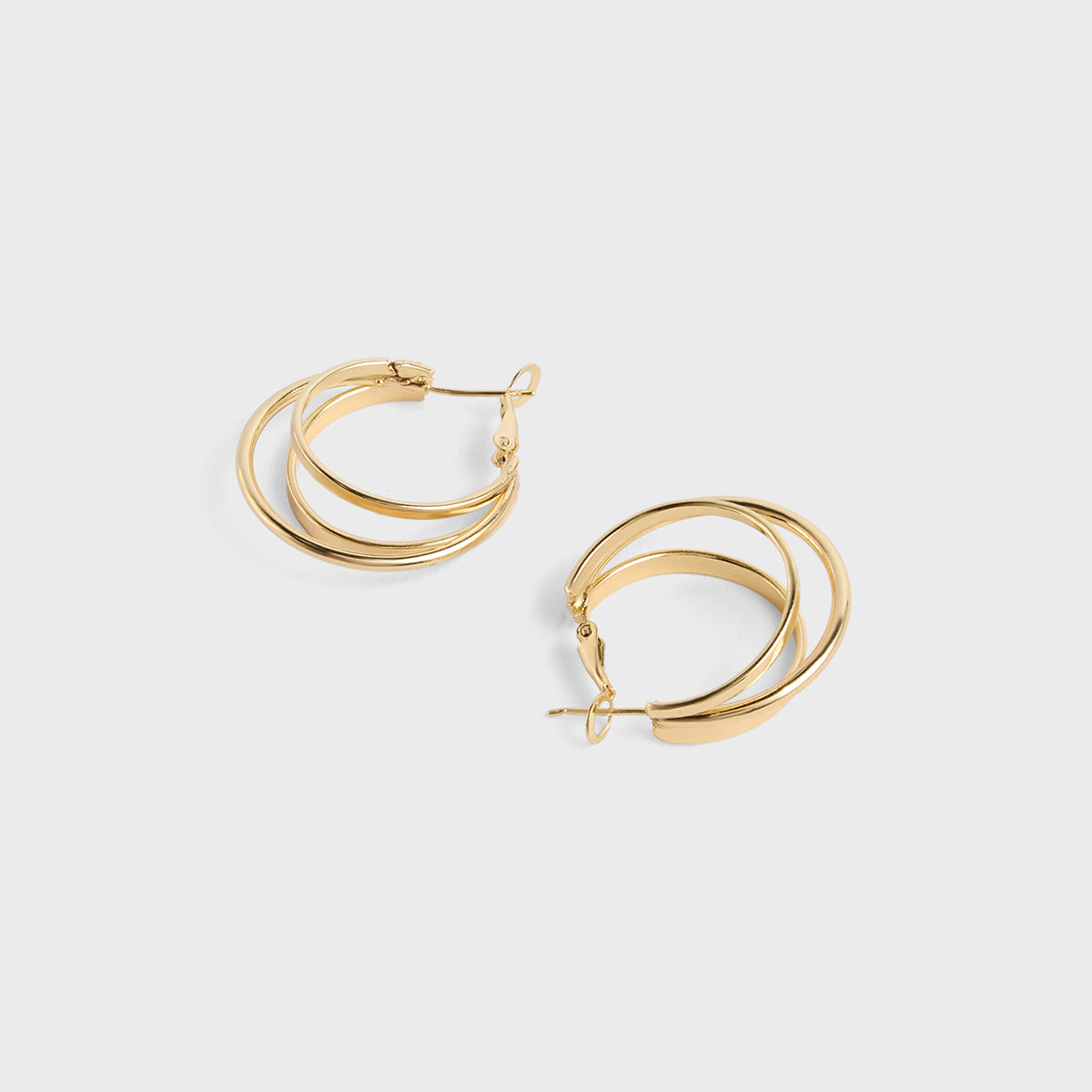 Gold Triple Layered Hoop Earrings