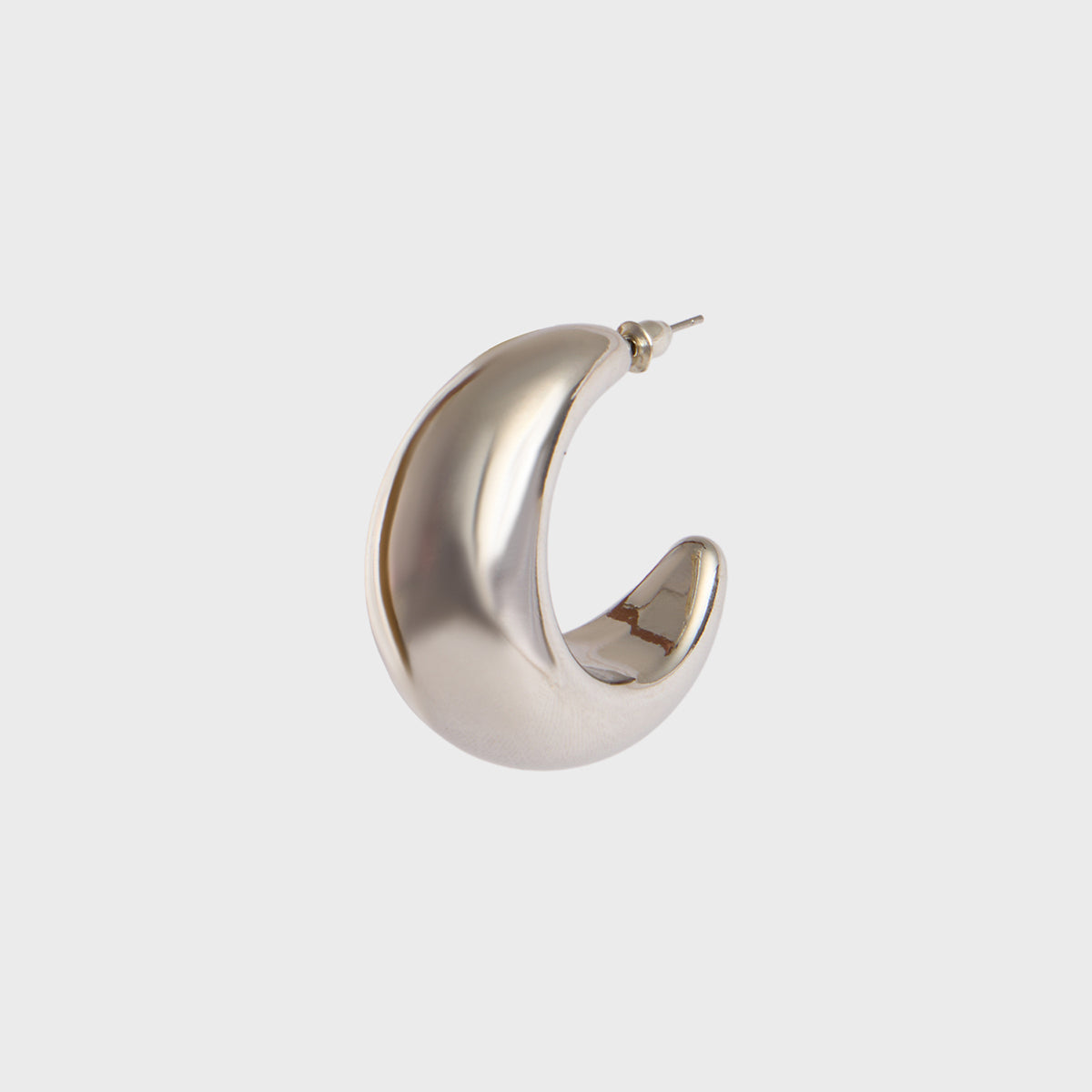 Silver Solid Semi Circular Hoop Earrings