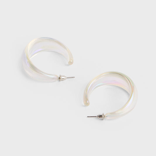 Holographic Solid Semi Circular Hoop Earrings
