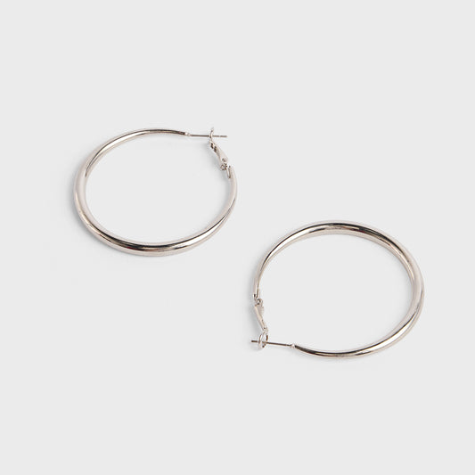 Silver Solid Hoop Earrings