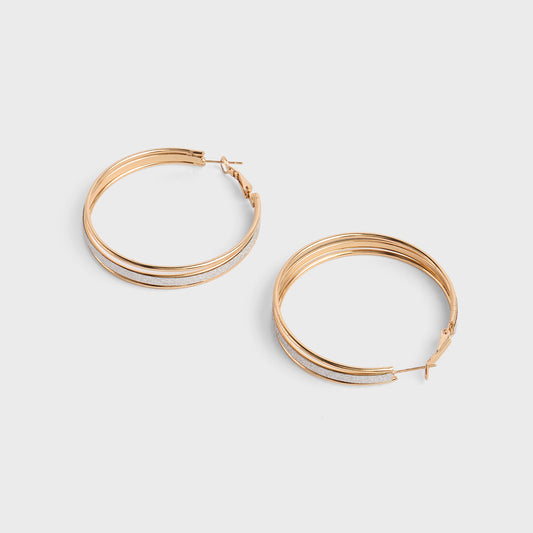Gold and Silver Triple Layered Hoop Earrings