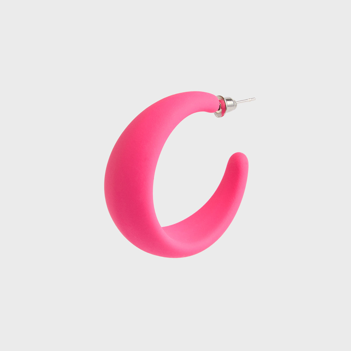 Fuchsia Pink Solid Funky Hoop Earrings
