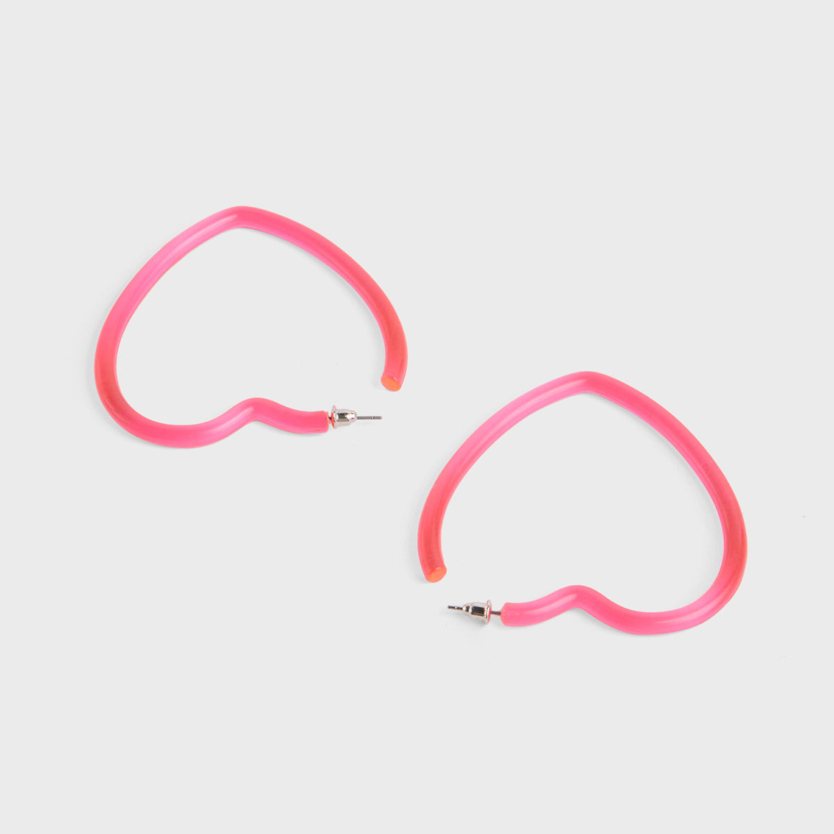 Pink Heart Shaped Hoop Earrings