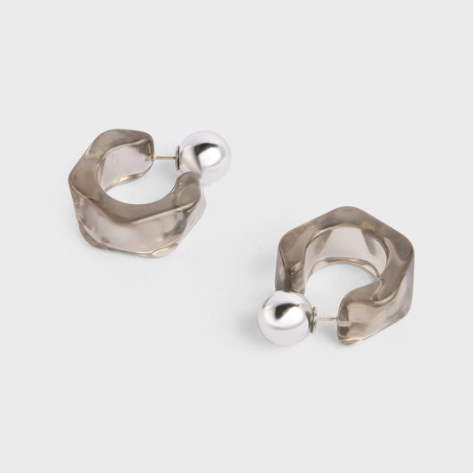 Grey Translucent Circular Hoop Earrings