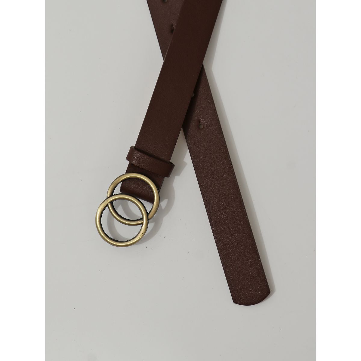 Brown Faux Leather Entwined Circles Buckle Belt