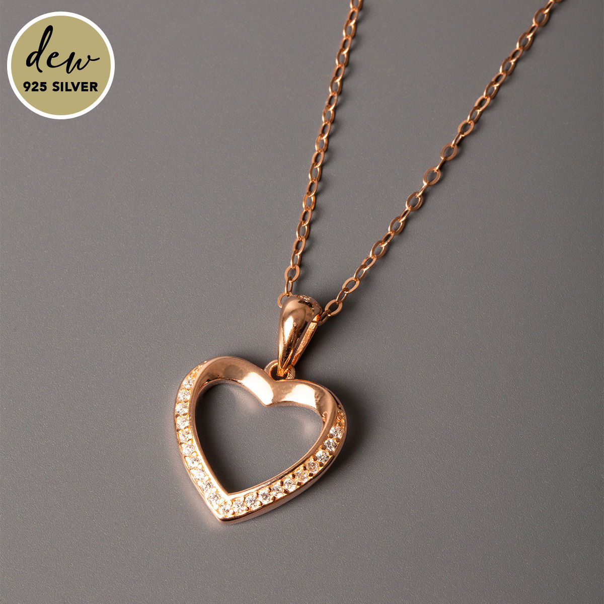 Stunning CZ Stone Rose Gold Heart Jewellery Set