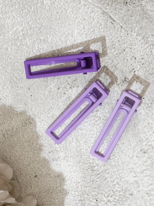 Set of 3 Tints of Purple Resin Hair Clip