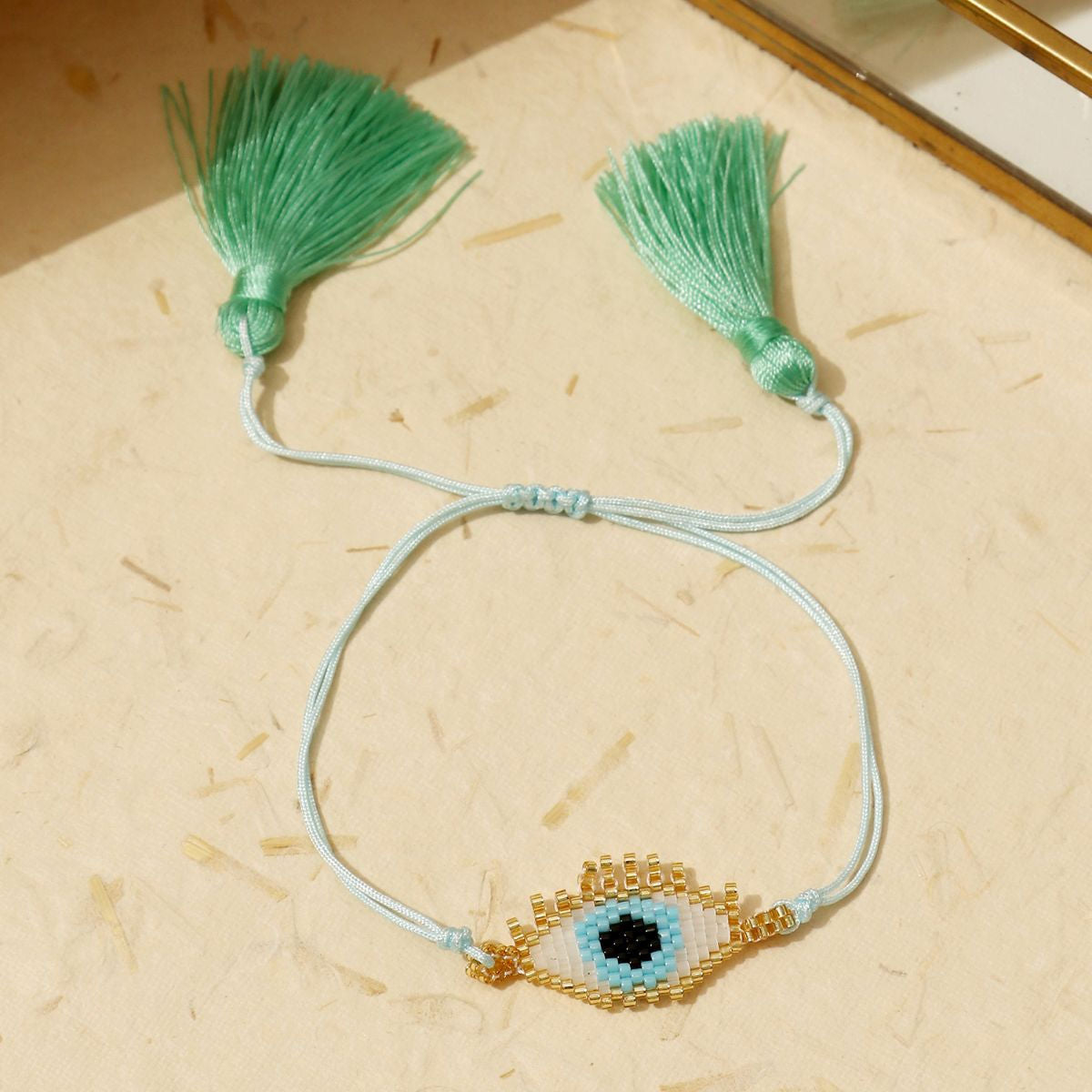 Blue Beaded Evil Eye Thread Bracelet