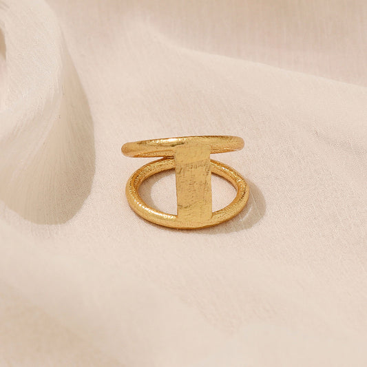 Solid Gold Minimalistic Geometric Ring