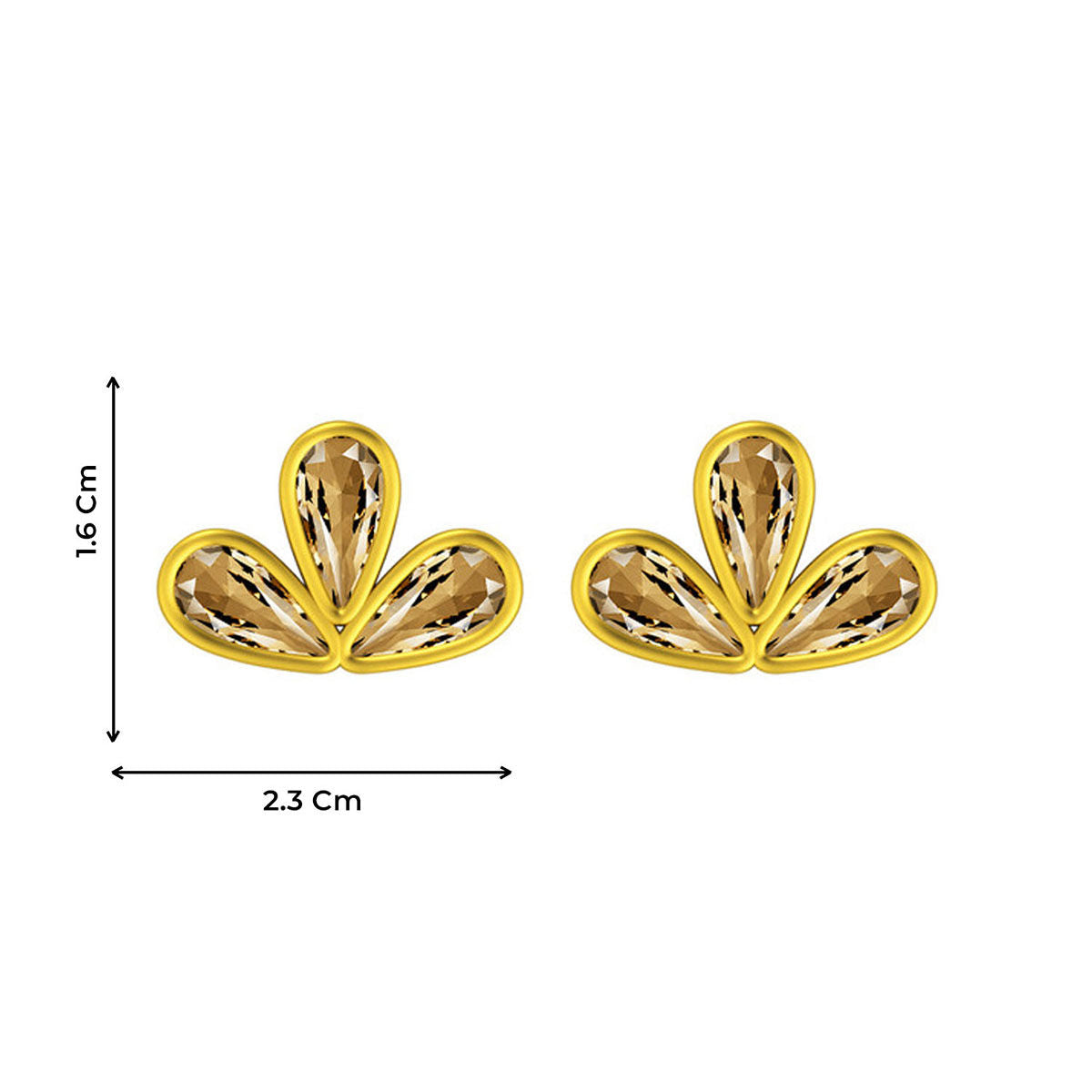 Pipa Bella Stud Earrings Brass 18k Gold Plated Base Studded with Gold Crystals