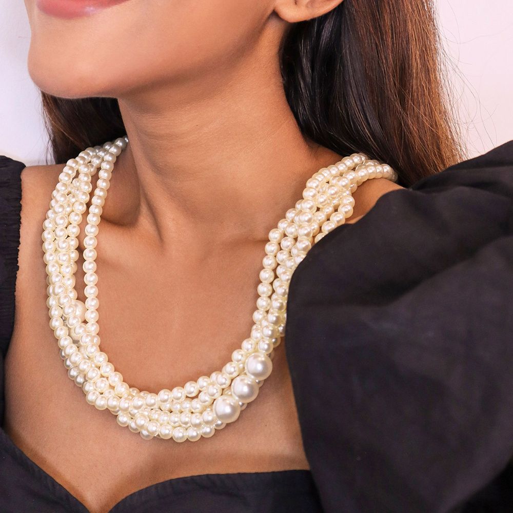 White Pearl Multi-Layered Necklace