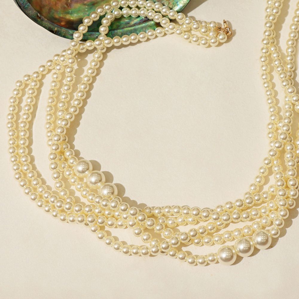 White Pearl Multi-Layered Necklace