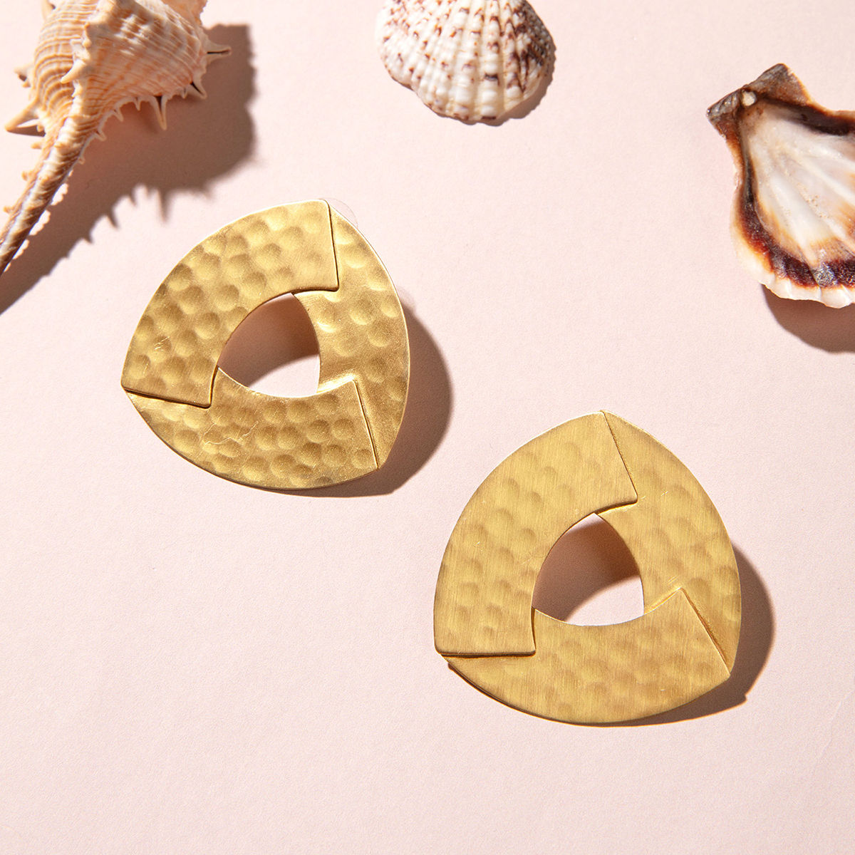Classic Gold Plated Textured Stud Earrings