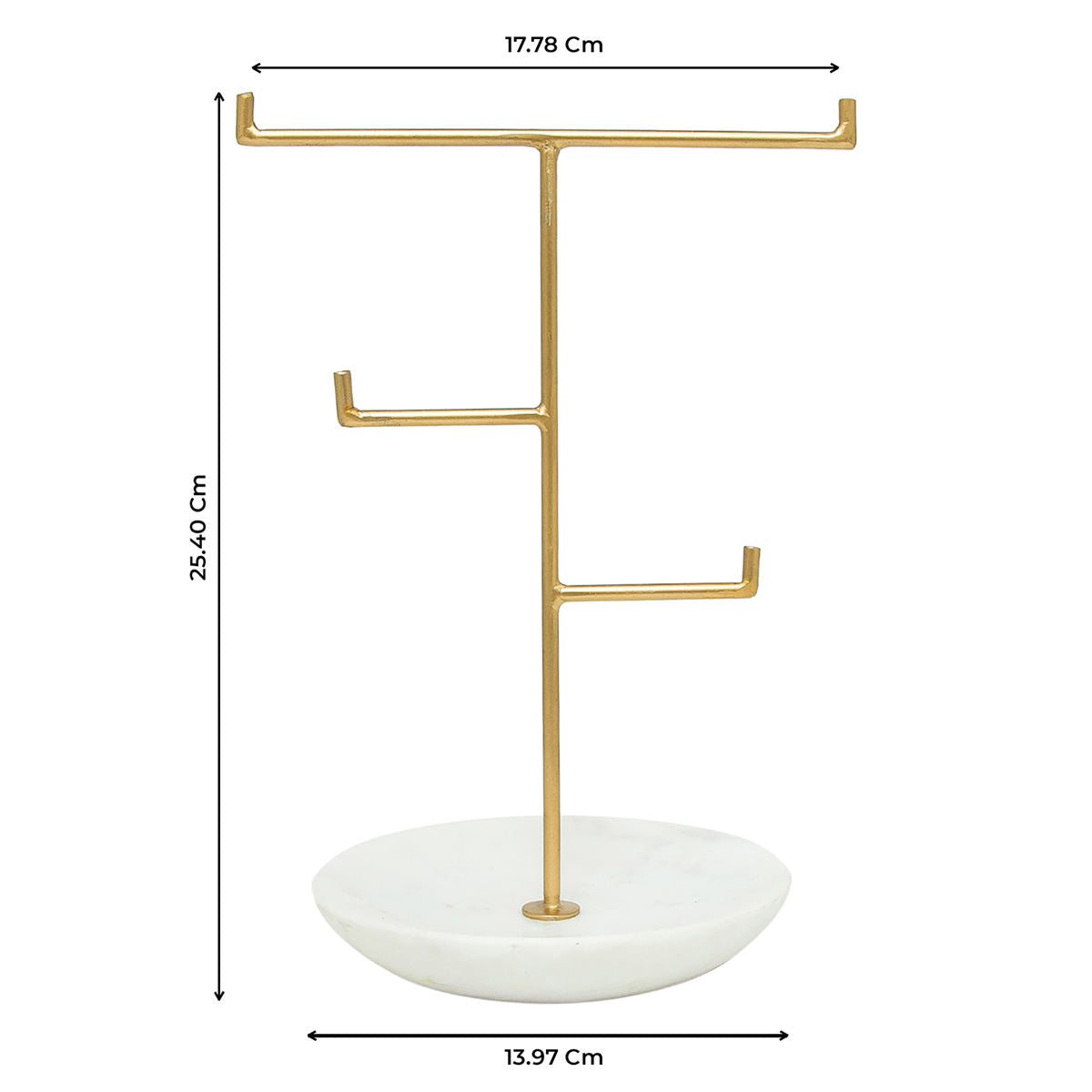 Modern Rose Gold Metal and Marble Jewellery Stand