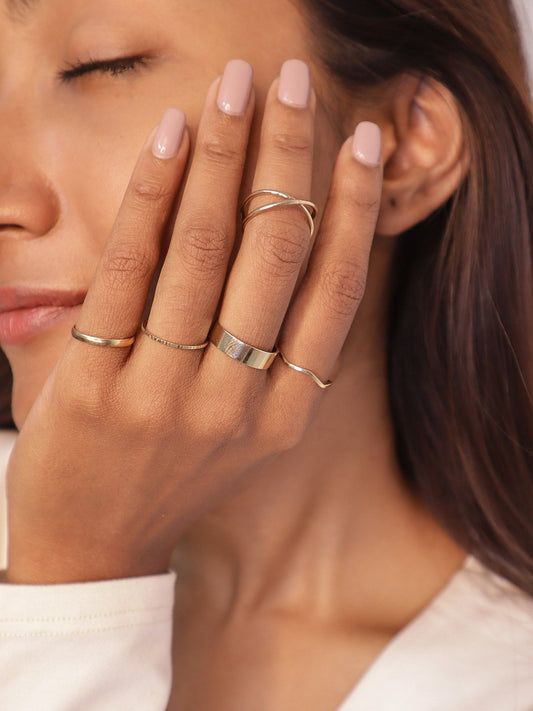 Set of 5 Silver Plated Minimal Rings Combo