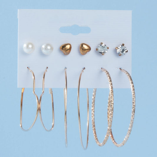 Pipa Bella by Nykaa Fashion Set of 6 Minimal Gold Hoop Earrings Combo