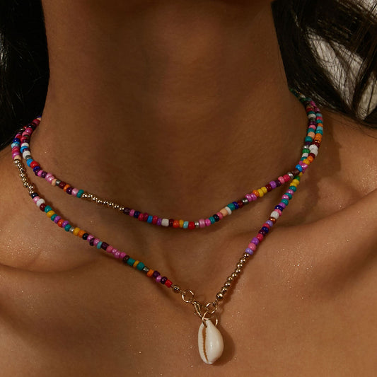 Rainbow Shell Layered Necklace