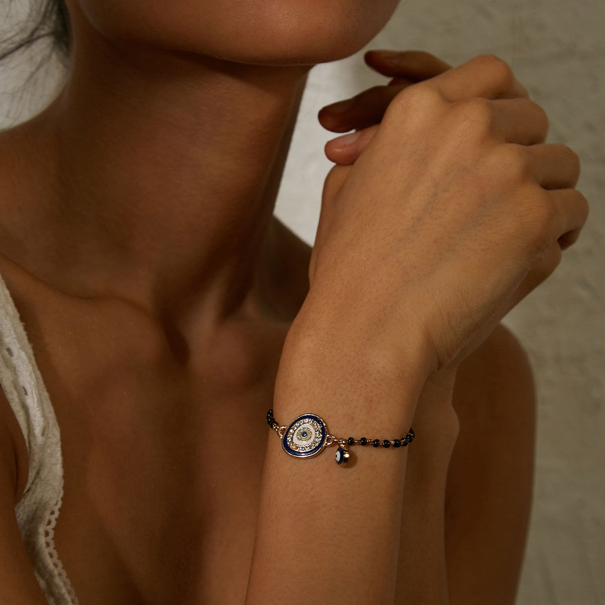 925 Sterling Silver Evil Eye Mangalsutra Bracelet Adjustable size for girls  | eBay