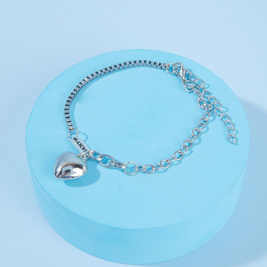 Pipa Bella by Nykaa Fashion Minimal Heart Charm Silver Plated Bracelet