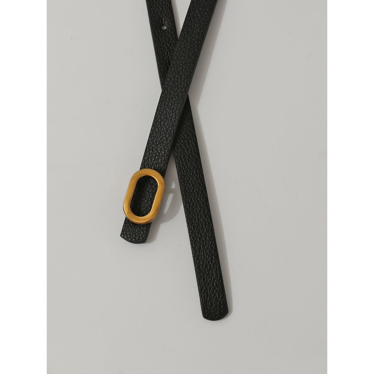 Classic Black Faux Leather Golden Pin Buckle Belt