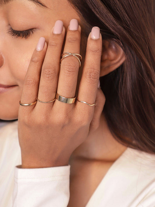 Set of 5 Gold Plated Minimal Rings Combo