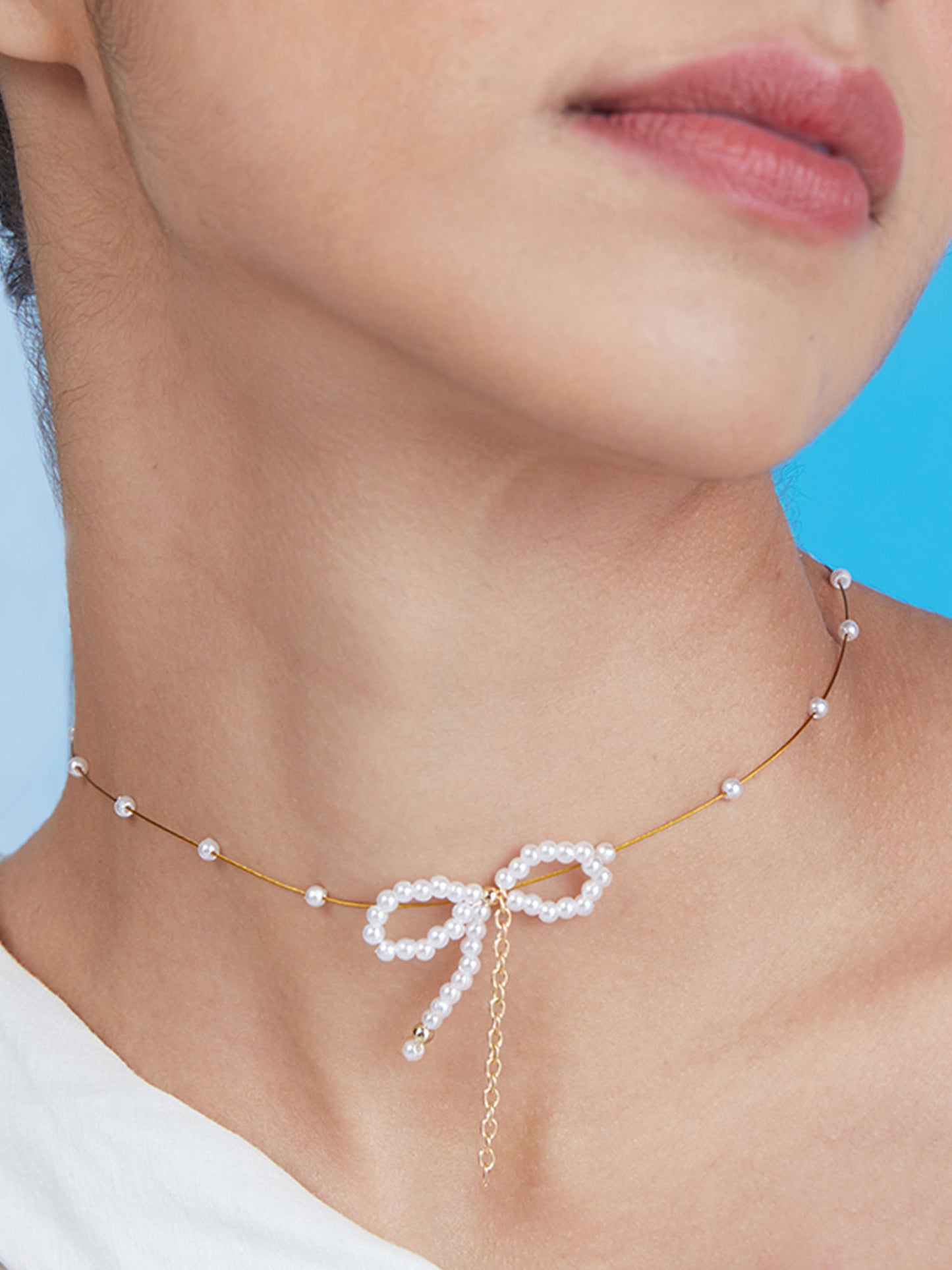 CZ Studded Dainty Pearl Necklace