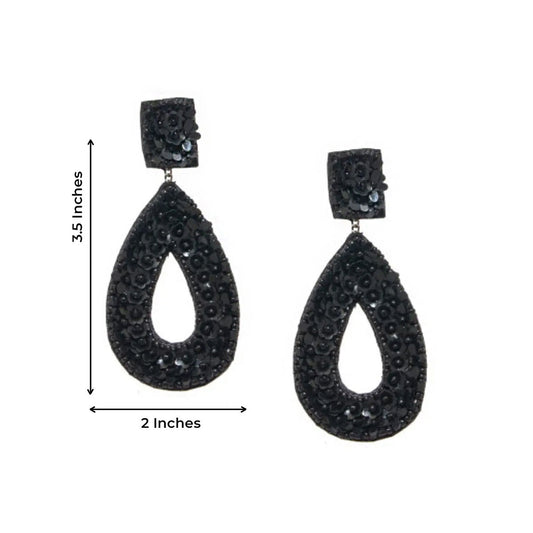 Pipa Bella Oval-Shaped Drop Earrings Embellished With Black Stones