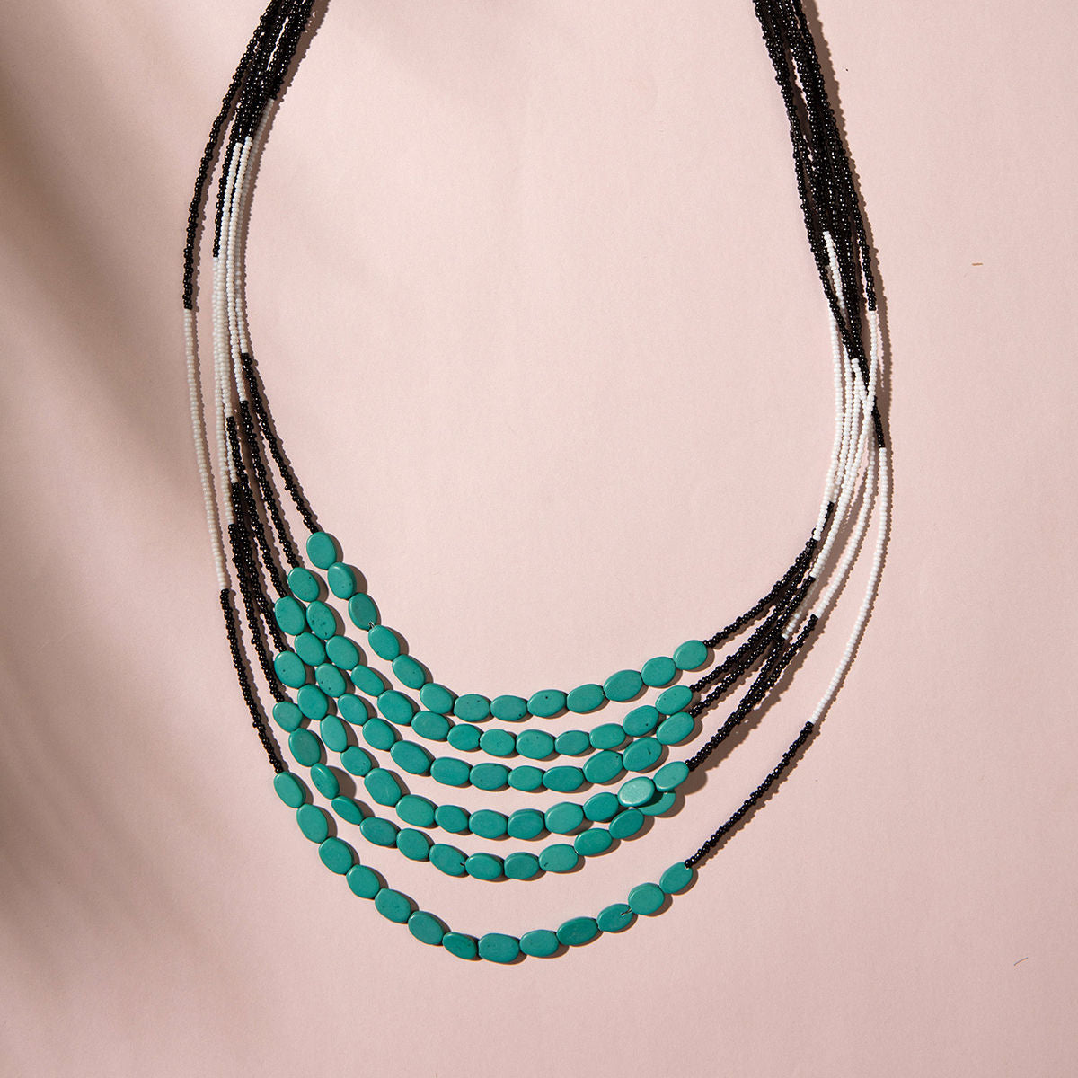 Multi Layered Bohemian Blue Beaded Necklace