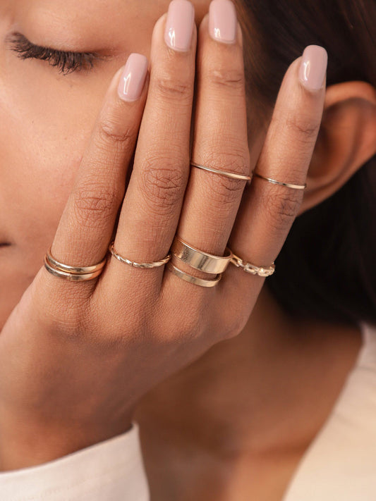 Set of 6 Sleek Gold Plated Rings Combo