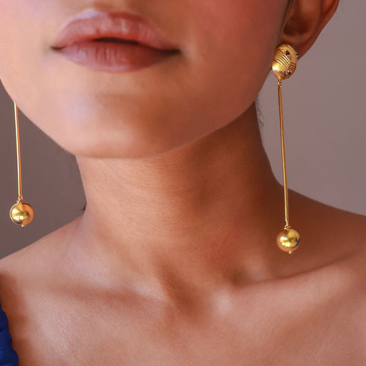 Statement Gold Toned Round Danglers