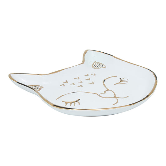 Quirky White Cat Jewellery Dish