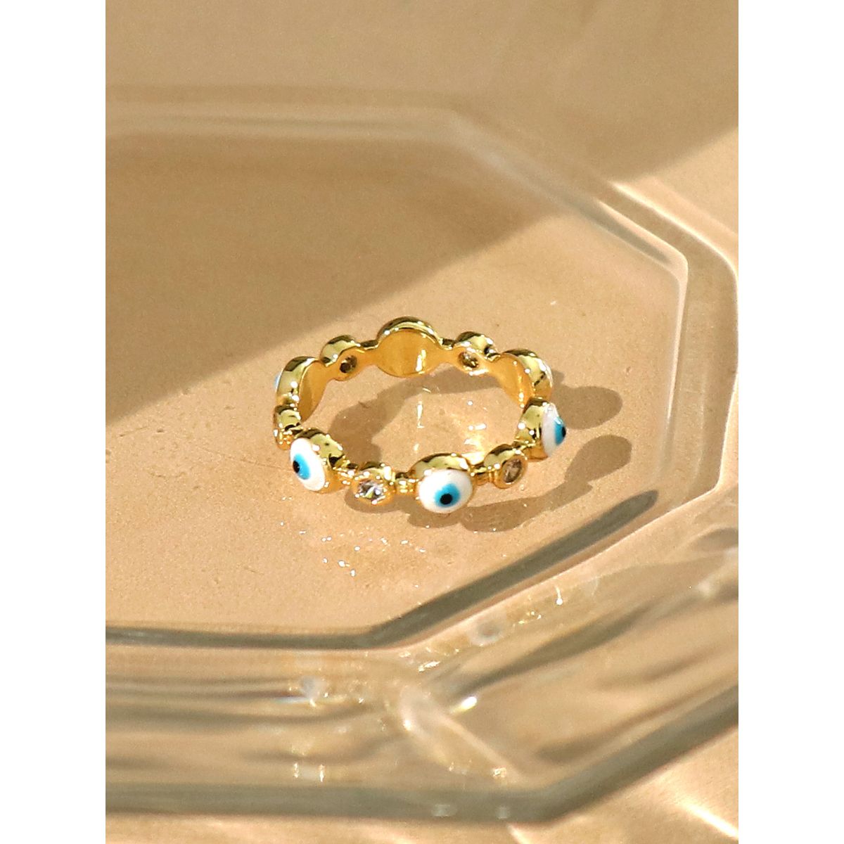 Turquoise Evil Eye Meenakari & Stone Embellished Ring