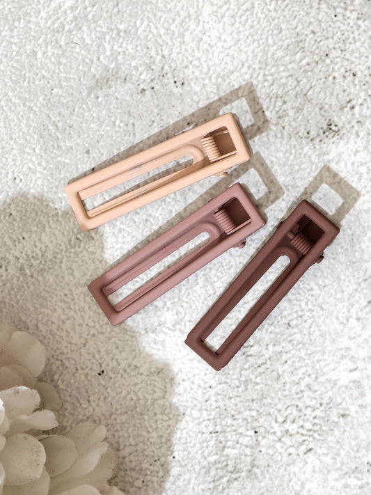 Set of 3 Tints of Brown Resin Hair Clip